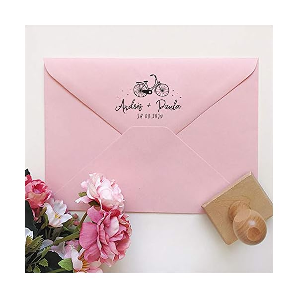 MONAMÍ - Sello personalizado para boda. Mango de madera y sello de 45 mm. - Imagen 7