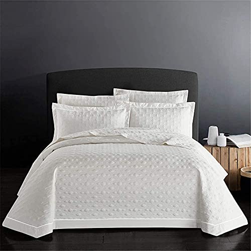 Genérico Cubrecama De Algodón Tamaño King, Diseño Acolchado En Relieve De Doble Cara, Juego De Tres Piezas De 245 X 250 Cm, Ropa De Cama para Todas Las Estaciones (White)