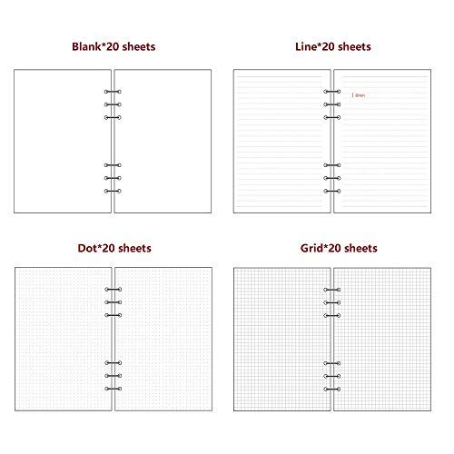A5 Planner Inserts, Refillable For Filofax Refills,Harphia,6 Ring Binder Refill,Dot,Line,Grid,Plain,80 Sheets/160 Pages For Premium 100 Gsm Thickness(A5 5.59 X 8.27'') #TOP3
