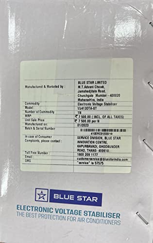 Image of Bluestar Digital Electronic Voltage Stabilizer - 4 KVA for 1.5 Ton Air Conditioner - Voltage Range 130 V to 270 V