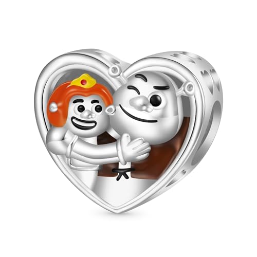 GNOCE Colgante Con Dije De Shrek Colgante Con Señal De Advertencia Ogro De Precaución Cuentas De Plata De Ley 925 Dijes Para Mujeres y Niñas Regalo De Joyería (Shrek y Fiona Corazón)