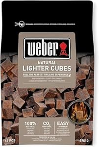 Weber Firelighters (48 Pieces), ecological, environmentally friendly, odorless and smokeless firelighters, for lighting charcoal and briquettes, constant flame - brown (17612)