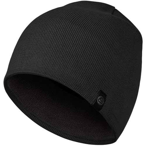 AOPREL Mütze Herren Winter, Baumwolle Mütze Damen, Weich Bequem Strickmütze Herren, Warme Fleece Beanie Mütze, Winddichte Wintermütze Unisex Laufmütze (Schwarz)