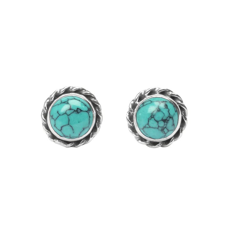 Turquoise Stone Stud Post Earring 925 Sterling Silver Gemstone Earring 6 MM Round Girl Women Gift