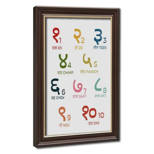 Poster chiffres hindi anglais sur toile déco murale éducative pour chambre