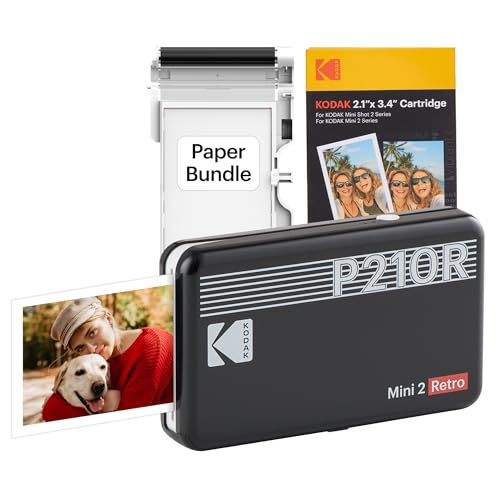 KODAK Mini 2 Retro 4PASS Portable Photo Printer, 2.1x3.4 inches,...