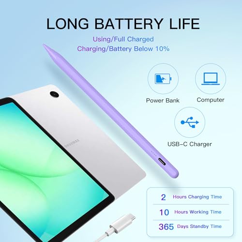 Image of Tab A11+ Stylus Pen for Samsung Galaxy Tab A11 /A9 /A9+Plus Android Tablet Fast Charging, Precise S Pencil Touchscreens Stylists (Purple)