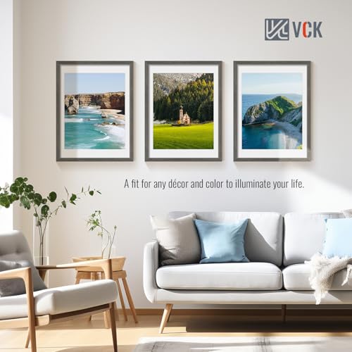 Image of VCK 18x24 Poster Frame 5 Pack, Grey Wood, 16x20 Mat, for Gallery Wall