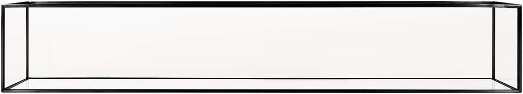Koyal Wholesale Long Glass Candle Holder Centerpiece Box, Black 24 x 4 x 4 Inches, Centerpiece Tray Décor