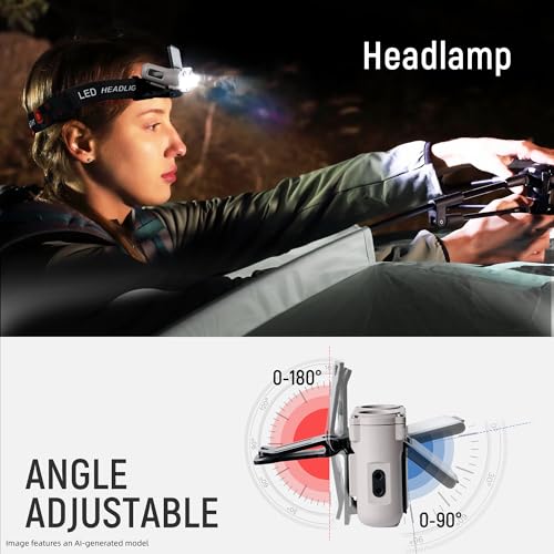 Image of Hopedone 2-in-1 Rechargeable Headlamp & Hat Light, 800LM Clip-On Cap Light