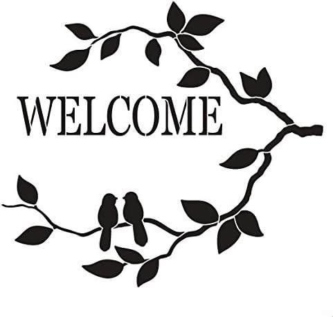Birds of Welcome Word Art Stencil - 12 x 12 by Creative Arts Lifestyle