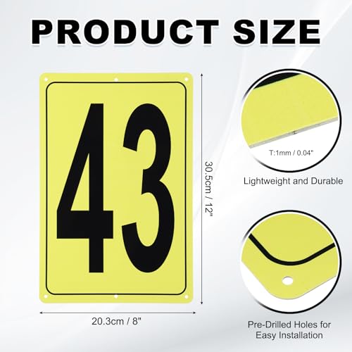 Número 43 de aluminio resistente al clima PATIKIL: cartel rectangular grande de 12x8" 2