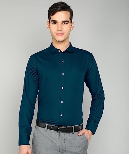 Image of MILDIN Men's Pure Cotton Striped Printed Shirt with Spread Collared Neck Full Sleeve Curved Hemline Button Closure and Regular Fit | Shirt for Man