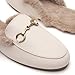 Minorsu Buckle Fur Mules for Women Slip on Loafers Closed Round Toe Backless Flat Mules Comfortable Slides Shoes (Beige, Adult, Women, 9, Numeric, US Footwear Size System, Medium)