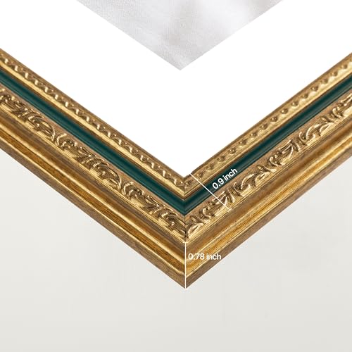 Image of eletecpro 4x6 Vintage Picture Frame, Glass Cover, Green Gold, 2-Pack | Display Photo 3.5x5 with Mat or 4x6 without, Horizontal or Vertical, Tabletop or Wall Decor
