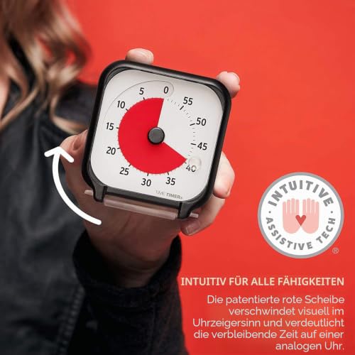 TIME TIMER ORIGINAL Pocket - 60 Minuten Visueller Analog-Timer Uhr - Optionaler Akustischer Alarm - Kein lautes Ticken; Zeitmanagement-Gerät (Schwarz)