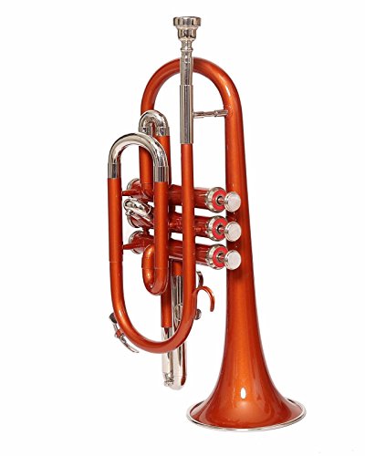 BRAND NEW ORANGE NICKEL FINISH Bb FLAT CORNET TRUMPET +FREE CASE+MOUTHPIECE