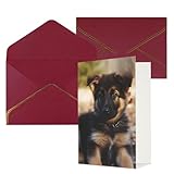 Scénarios applicables : cette carte de vœux chiot berger allemand a à la fois un aspect élégant et unique, adaptée pour une utilisation comme carte de vœux de Noël, carte d'anniversaire, carte de Saint-Valentin, d'anniversaire de mariage et cartes d'invitation à une fête. Un souhait simple et chaleureux qui réchauffe et inspire le destinataire et est la carte de vœux parfaite pour une personne spéciale dans votre vie.