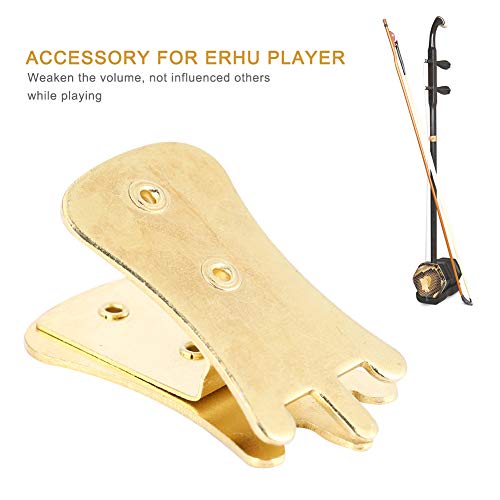 Metal Erhu Mute, Hard To Break Kao-hu Mute, Fine Craftsmanship for Beginner Erhu(Golden) - Thumbnail 2