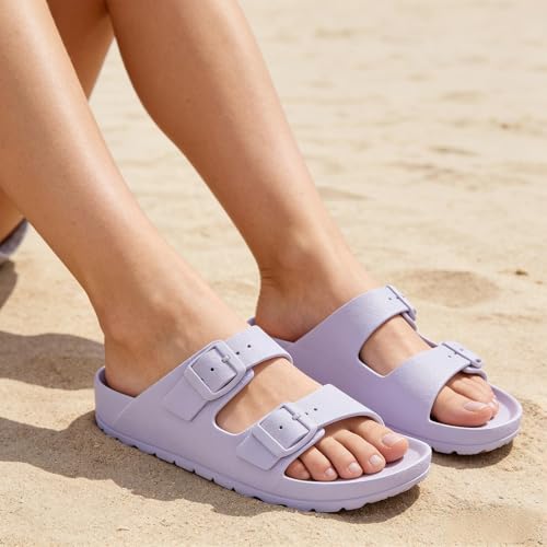 Image of KIDMI Medium Arch Support EVA Beach Sandals for Women | Women's Adjustable Buckle Straps Waterproof Pool Sandals, Comfortable Slip on Summer Slides for home and Casual Walks