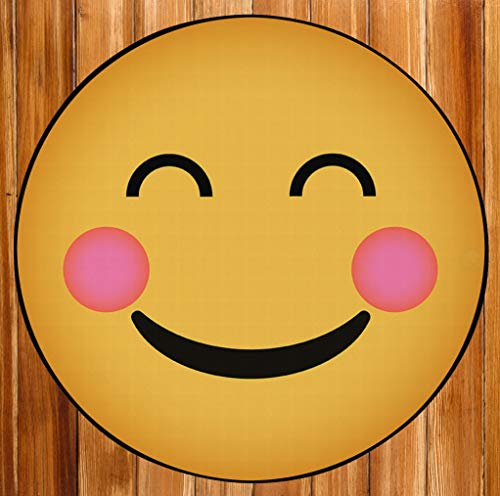 DEERLUX Style Round Funny Smiley Face Kids Area, Happy Emoji Rug, 36  x 36 , Small