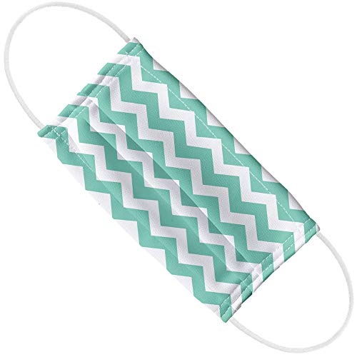 Popfunk Teal Chevron Pattern 1-Ply Reusable Face Mask Covering with Adjustable Nose Wire, Unisex