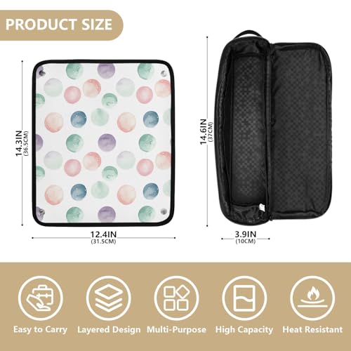 Bolsa de Viaje para Herramientas de Pelo con Estampado de Lunares, Alfombrilla Resistente al Calor para Planchas, Rizadores y Accesorios de Cuidado Capilar, Organizador Portátil miniatura 4