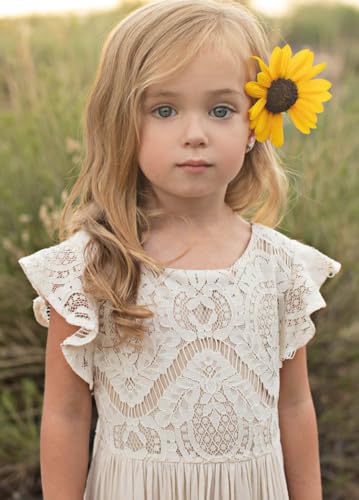 Boho Toddler Flower Girls Dresses for Wedding Lace Embroidery Bridesmaid Dresses Long Chiffon Party Dresses PT1264