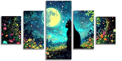 Broderie Diamant Kit Complet Chat et Lune Grand Format 100x60cm