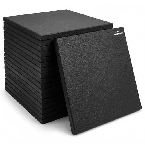 Image of Leeway Gym Mats for Floor | SBR (Set of 10, 10mm, 20 inchx20 inch) Black | Gym Floor Mat Rubber for Heavy Workout | Equipment Matt for Home Exercise | | Yoga Rubber Tiles, Kids Rooms Heavy Duty Flooring Sheet