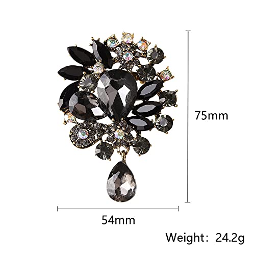 Image of COLORFUL BLING Rhinestone Leaf Brooch Pin - Red, Blue Vintage Jewelry Accessory Gifts Decoration