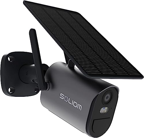 SOLIOM Solar Security Camera Outdoor Wireless Battery Powered,1080p Home WiFi Security Camera,Spotlight Color Night Vision,Two-Way Talk,Siren Alarm, Motion Detection with schedulable Working time B10