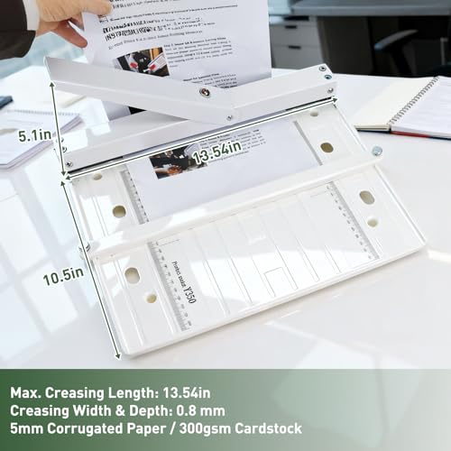 Manual Paper Creaser 13.78\" Creasing Machine with Extended Positioning Block, Foldable Paper Folding Machine for 300gsm Cardstock, Book Covers, Invitations & Brochures, Professional Scorer with Scale