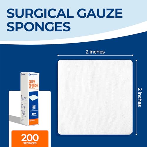 Image of 200 Pack 2x2 Inch Gauze Sponges 8-Ply, 100% Cotton Woven Gauze Pads for Wound Care, Highly Absorbent Bulk Hospital-Grade First Aid & Surgical Dressing