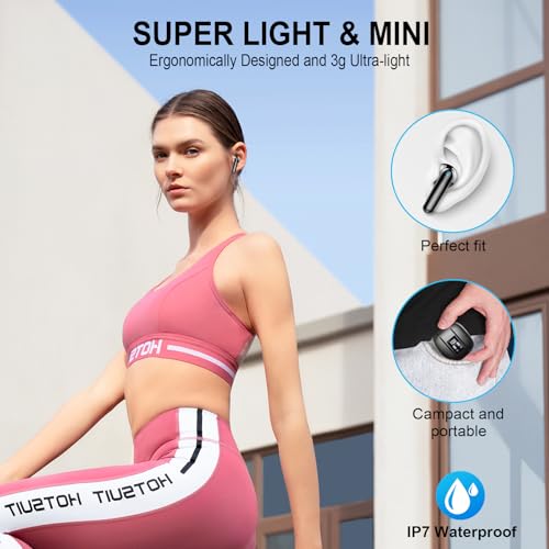 Image of Wireless Earbuds BT5.4 Earbuds 48H LED Display IP7 ComfortFit Sports Black