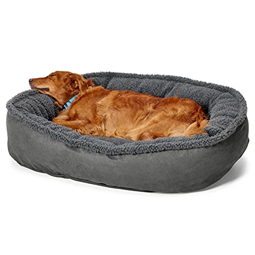 Orvis ComfortFill-Eco Fleece Wraparound Dog Bed - Soft Dog Beds with 360-Degree Support for Small, Medium, Large Dogs, Gun Metal - L