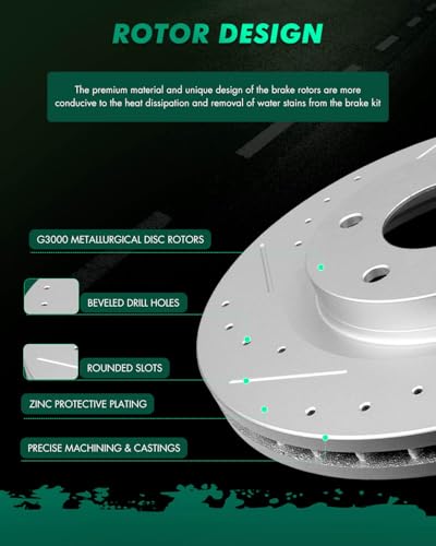 Image of SCITOO Front 11.57 inch Brake Pads and Rotors Kits Brakes Kits:53038;D866