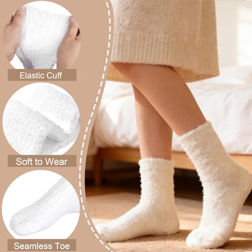 Image of 6 Pairs Women Fuzzy Socks Microfiber Warm Winter Sleep Fluffy Socks