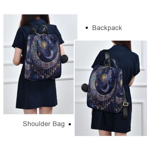 Image of ALAZA Astrology Mystical Bohemian Moon Stars Boho Trips Hiking Camping Rucksack Pack for Women