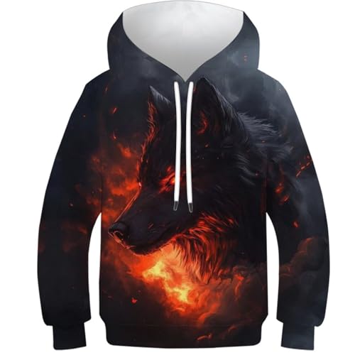 Sweat à capuche wolf pour garçons et filles avec poche pull polaire enfant