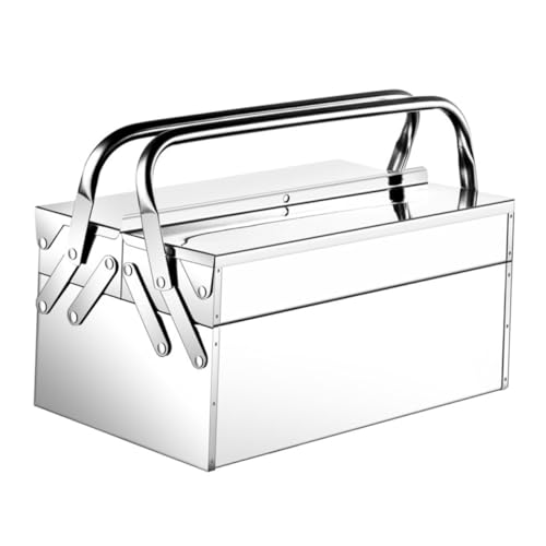 SEWOART Edelstahl Werkzeugkoffer Doppellagig Robust und Korrosionsbeständig Multifunktionale Aufbewahrungsbox für Heim Outdoor werkzeuge Tragbarer Handwerkskasten für Schraubenzieher