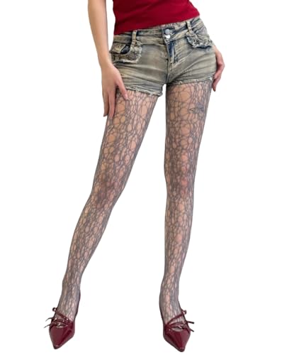 Image of Mrotrida Women's Irregular Spider Web Tights Big Ripped Fishnet Halloween Witch Tights Stockings Gothic Distressed Leggings