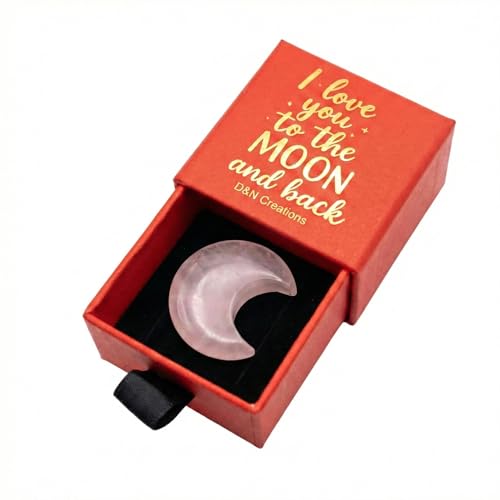 D&N Creations Valentines Day Gifts For Her - Romantic I Love You to The Moon and Back Moonstone Keepsake in Gift Box - Girlfriend Wife Valentines Day Gift for Her Cute Birthday Christmas