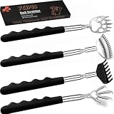 Yeipis 4Pcs Different Back Scratcher Extendable Back Massager Tool with Rubber Handles, Metal Portable Telescoping Back Scratcher, Stocking Stuffers for Men Women Christmas Gift (Black)