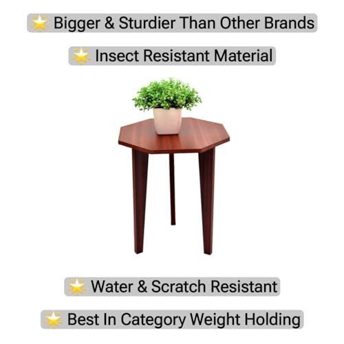 Image of Wooden Table Stool for Bedroom Living Room Corner Use Small Center Table Multipurpose Home Decoration Stool Brown Finish Compact Furniture for Sitting Display Plants Decor Use