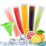50pcs Disposable Ice Popsicle Mold Bags with Zip Seals, BPA Free Ice Pop Pouches with Funnels for Homemade Yogurt Juice Ice Lolly (6 * 22cm)