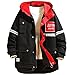Produktbild Xmiral Kapuzenjacke Herren Reierschluss Buchstabe Patchwork Mtel Jacke mit Kapuzen Knopf Multi-Tasche Sweatjacke Herbst Winter Sweatshirt(Schwarz,XL)