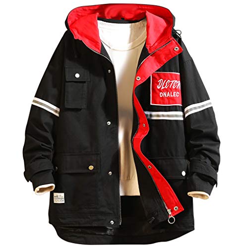 Veste à capuche homme fermeture éclair sweat noir patchwork taille 48