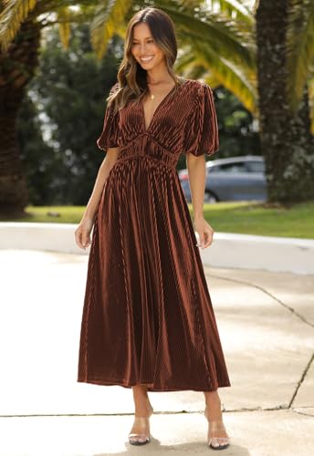 Image of Maxigerui Women's Velvet Maxi Dress Formal Dresses for Wedding Guest Dress