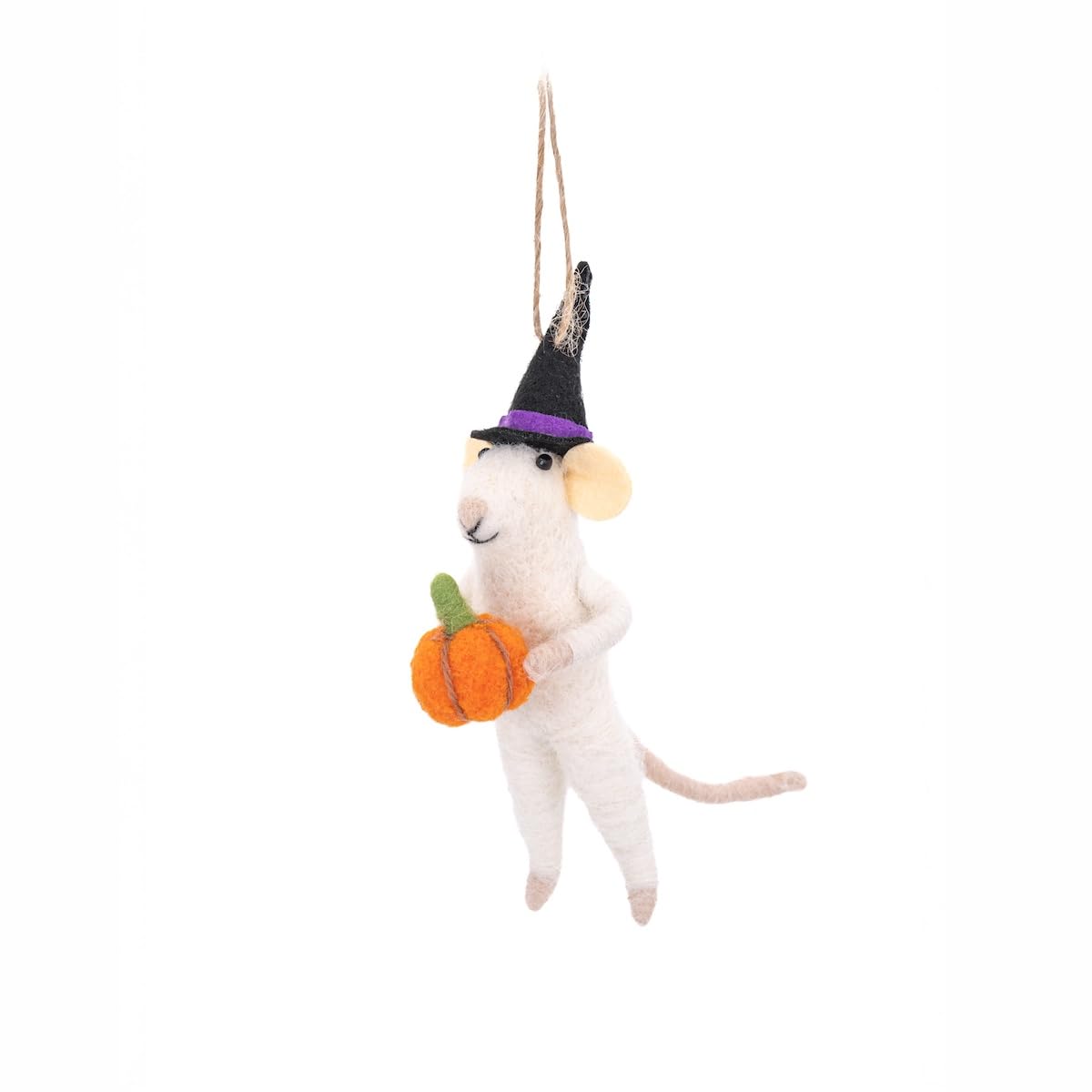 Sass & Belle Multicoloured Felt Witch Mouse With Pumpkin Halloween Decoration